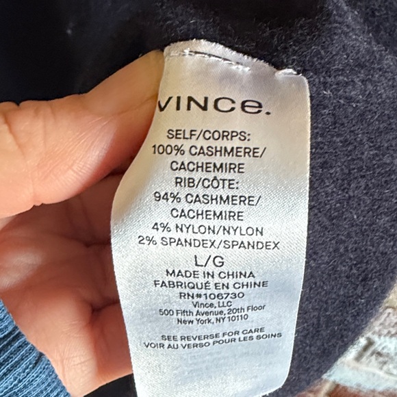 Vince Men's Navy Zip-Up Plush Cashmere Sweater Sz L Old Money Quiet Luxury - Picture 4 of 6